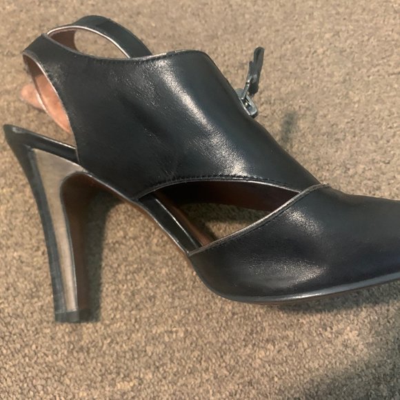 No 704b. Dark Grey Leather Pumps 4" Heel SZ 38.5 - Picture 5 of 6